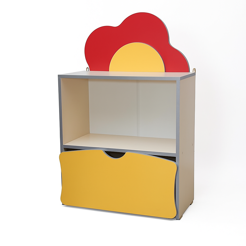 Напівзакрита дитяча стінка "Квіткова поляна" елемент №1, з шухлядою та полицею, матеріал корпусу - ЛДСП, АЛМАНТ, 600х300х957 мм.